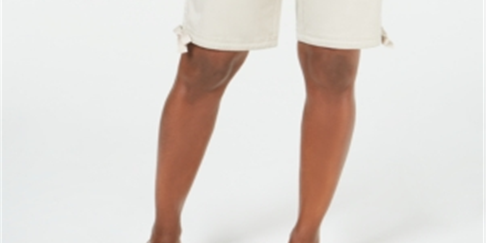 Karen Scott Women's Solid Tie Cuff Shorts Beige  Size 8