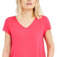 Alfani Women's Knit V Neck T-Shirt Pink Size X-Large