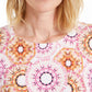 JM Collection Women's Printed 3/4 Sleeve Jacquard Top Pink Size X-Large