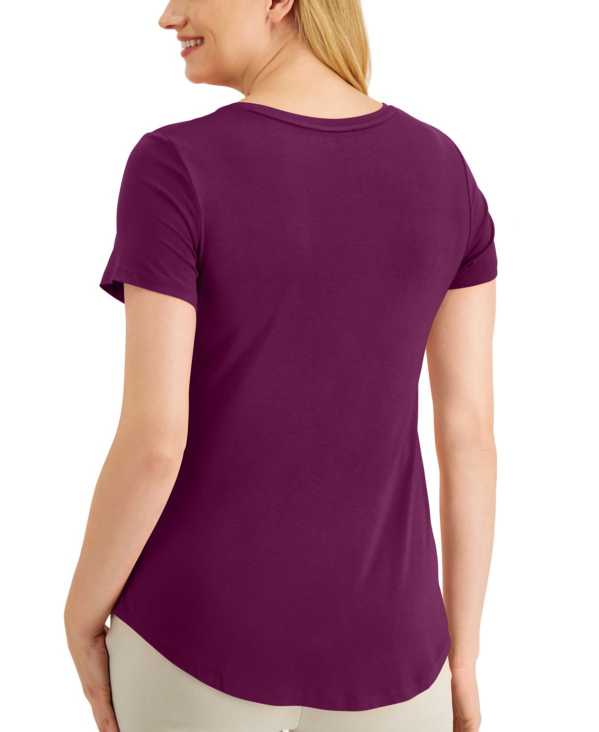 JM Collection Women's Solid Rayon Span Purple Size Medium