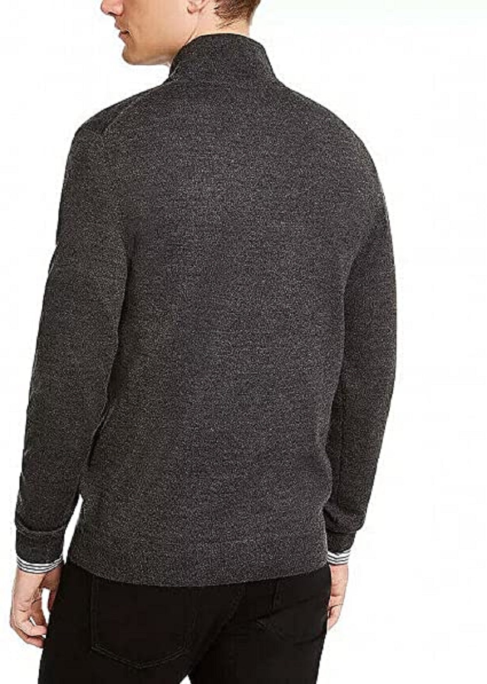 Club Room Men's Quarter Zip Merino Wool Blend Sweater Black Size Medium