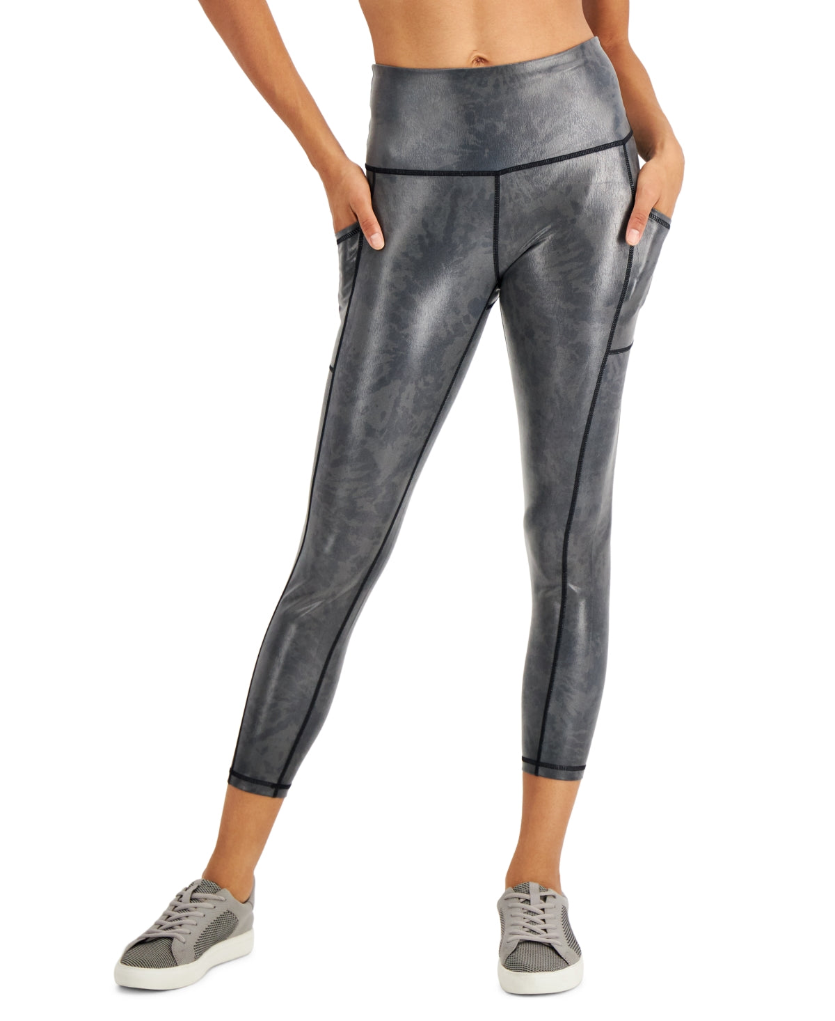 ID Ideology Women's Active Shine 7/8 Length Leggings Black Size Large