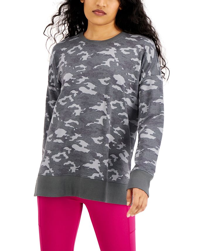 Ideology Women's Camo Print Sweatshirt Black Size XL