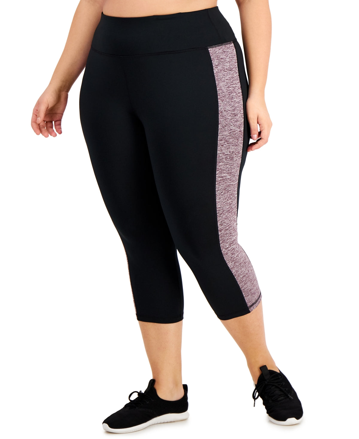 ID Ideology Women's Colorblocked Capri Leggings Black Size 4X