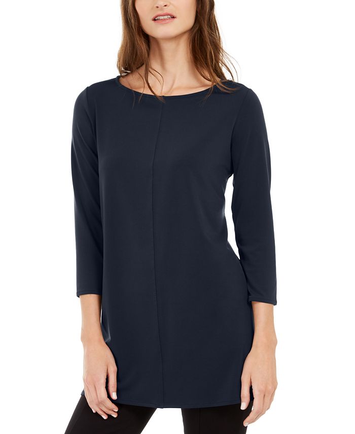 Alfani Women's Boat Neck Tunic Blue Size Petite Small