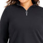 ID Ideology Women's Quarter Zip Sweatshirt Black Size 3X