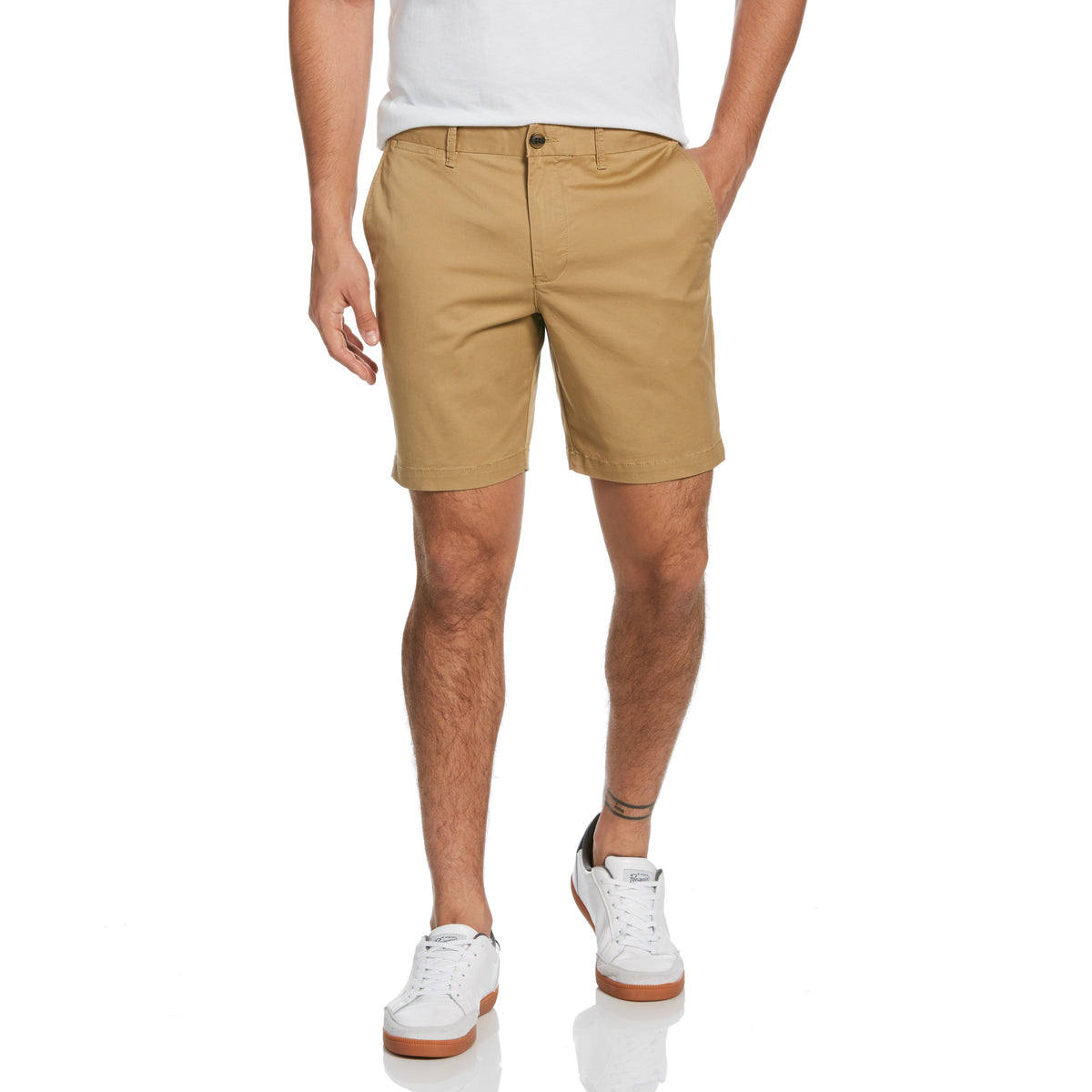 Original Penguin Men's Stretch Cotton Twill Shorts Beige Size 38