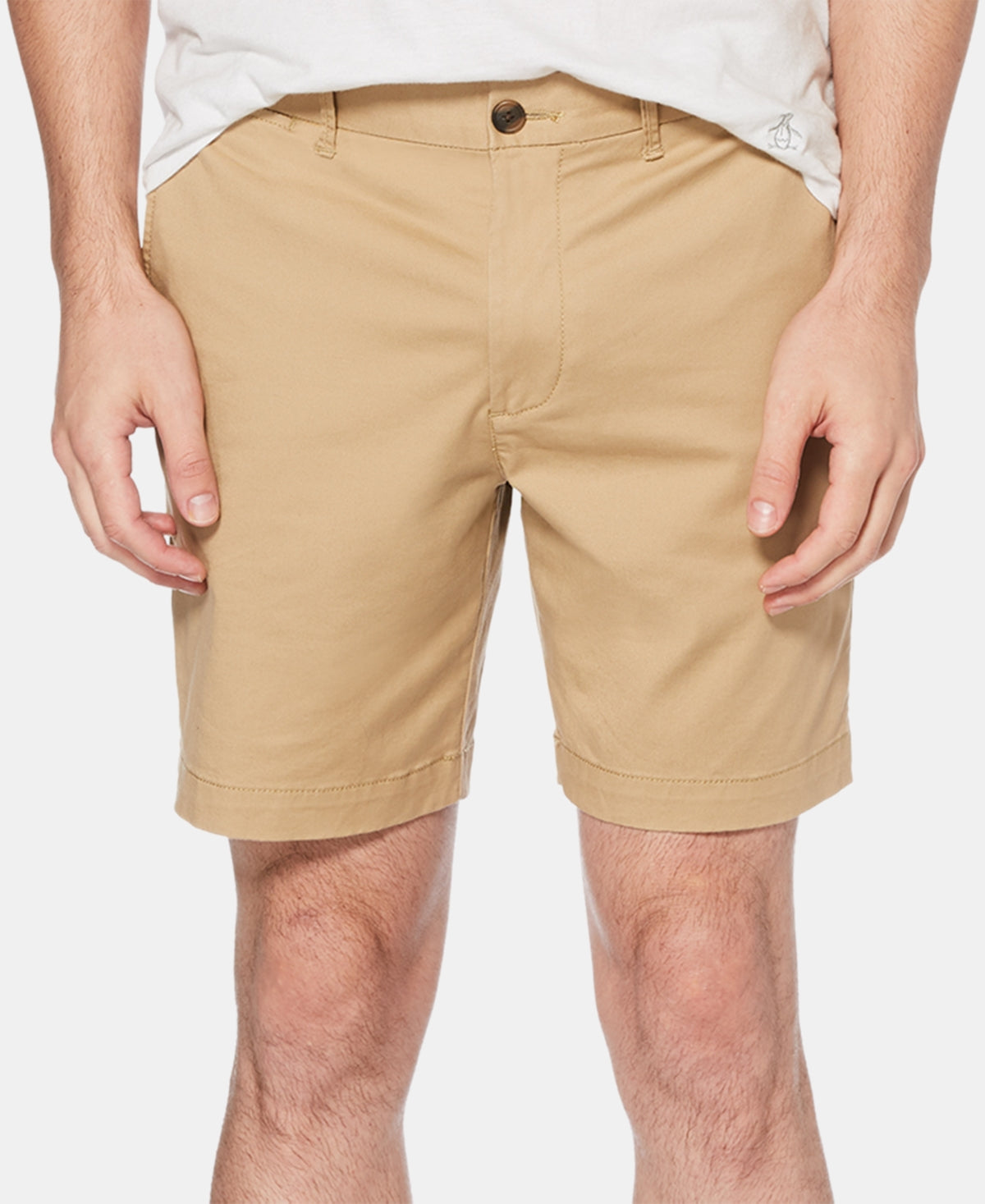 Original Penguin Men's Stretch Cotton Twill Shorts Beige Size 38