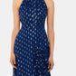 Betsy & Adam Women's Metallic Clip Dot Ruffle Halter Neck Chiffon Gown Blue Size 16