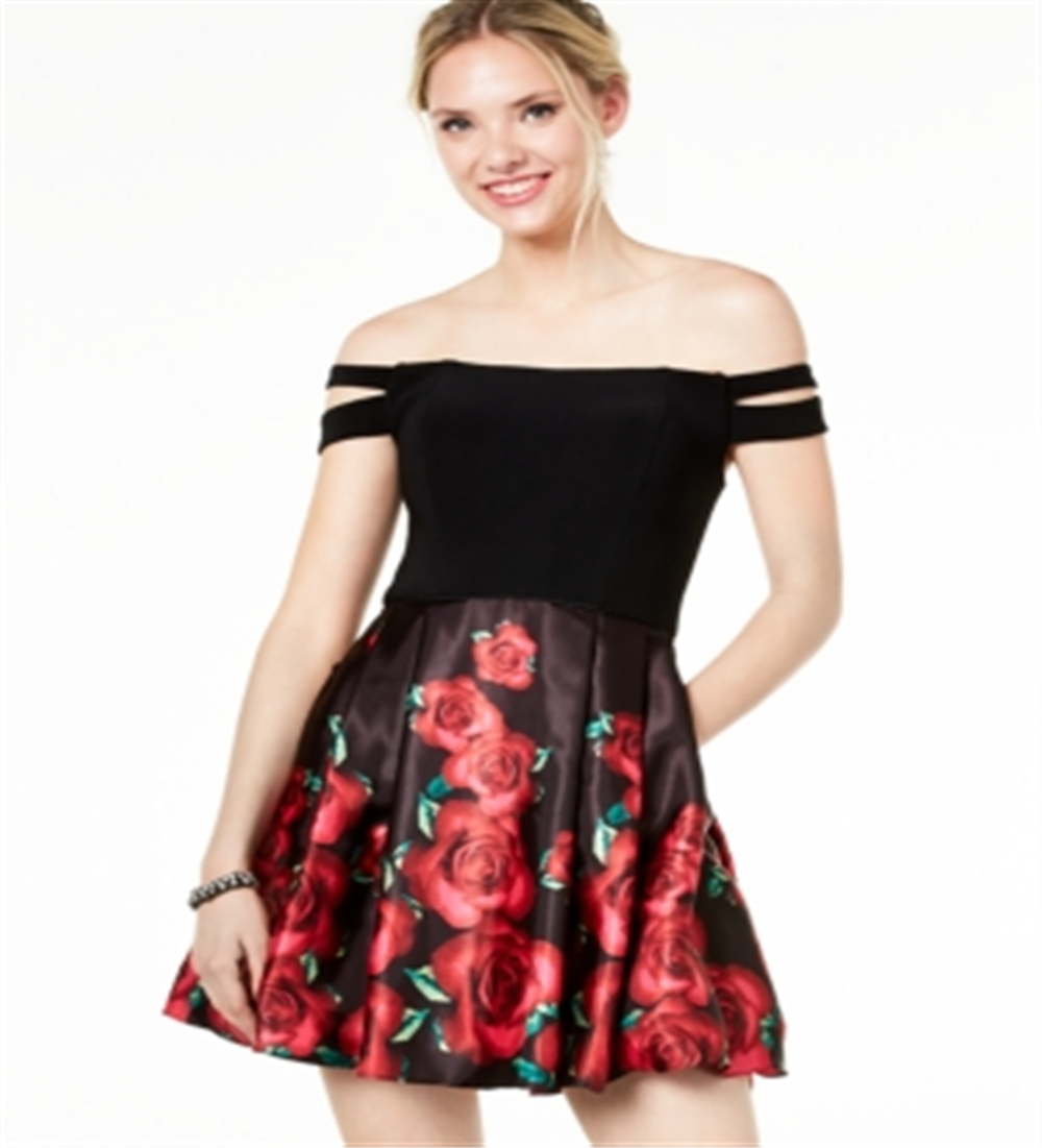 Blondie Nites Junior's Double Strap Fit & Flare Dress -Silver Size 15