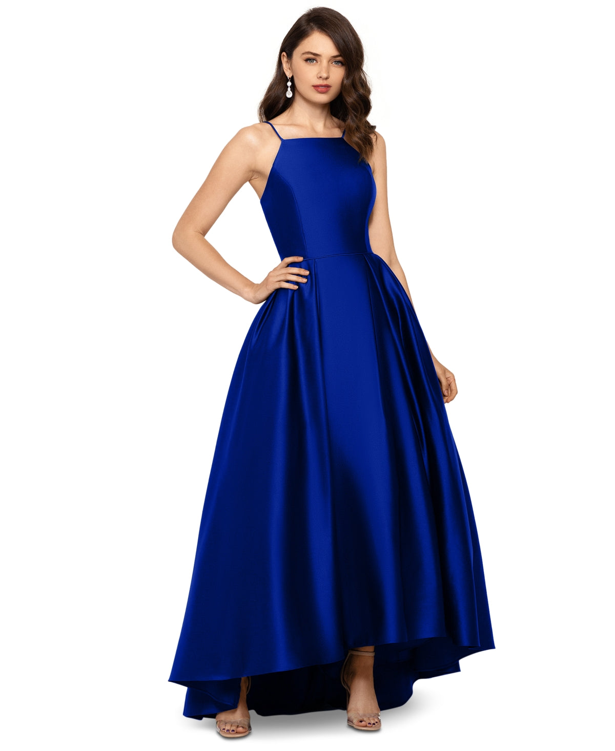 Betsy & Adam Women's Satin Ball Gown Blue Size 12Petite