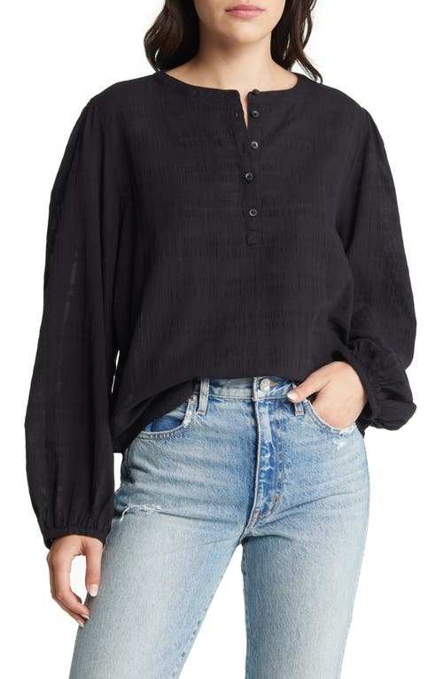 Treasure & Bond Shadow Pane Peasant Blouse in Black, Size Small