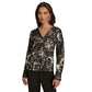 Donna Karan New York Womens Printed V Neck Blouse Black