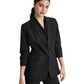 DKNY Womens Ruched Sleeve One Button Blazer Black