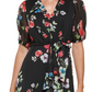 DKNY Women's Floral Print Ruffled Midi Dress Black Size 6