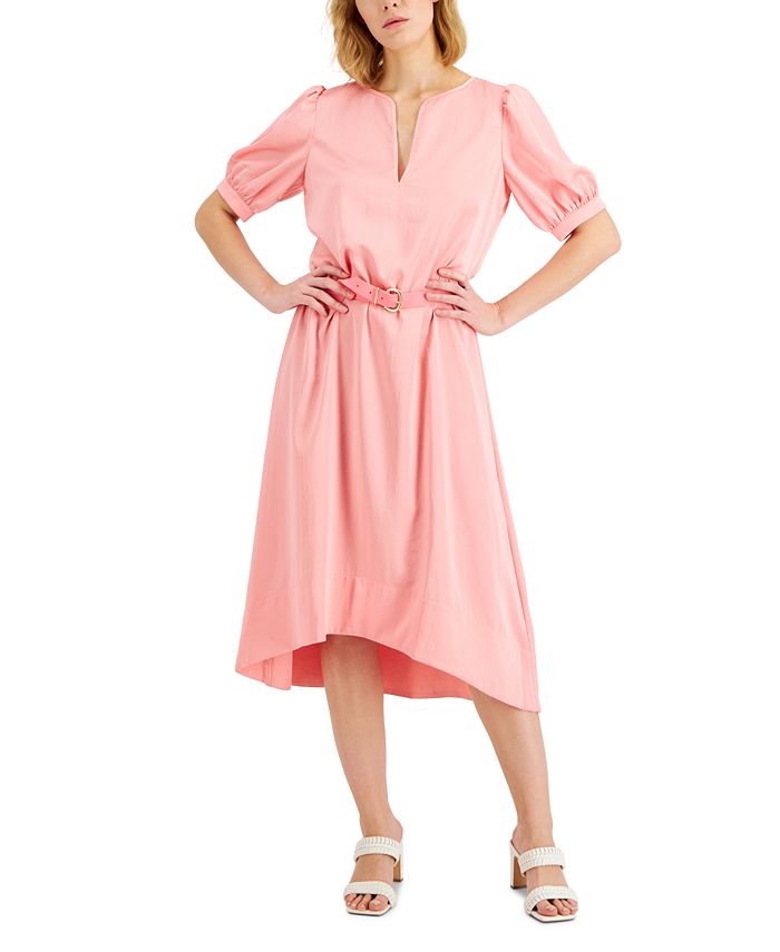 Donna Karan Women's High Low Satin Dress Pink Size 10