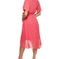 DKNY Women's Flutter Sleeve Faux Wrap Dress Pink Size 2