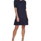 DKNY Women's Ruched Sleeve Trapeze Dress Blue Size 16