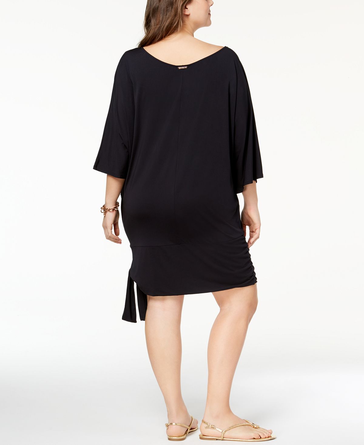 Michael Kors Women's Side Tie Cover Up Dress Swimsuit Black Size 2X