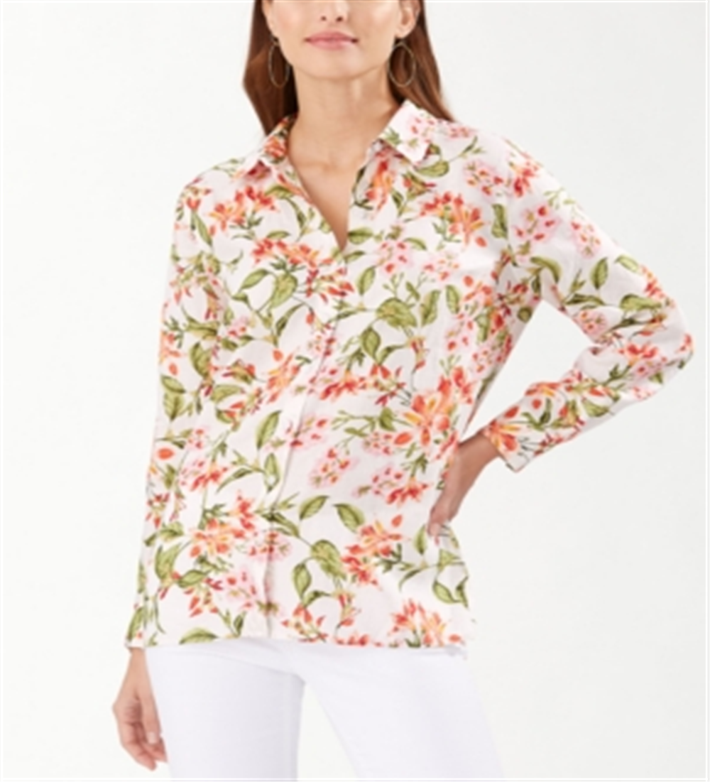 Tommy Bahama Women's Petal Of Honor Button Up Shirt White Size Medium