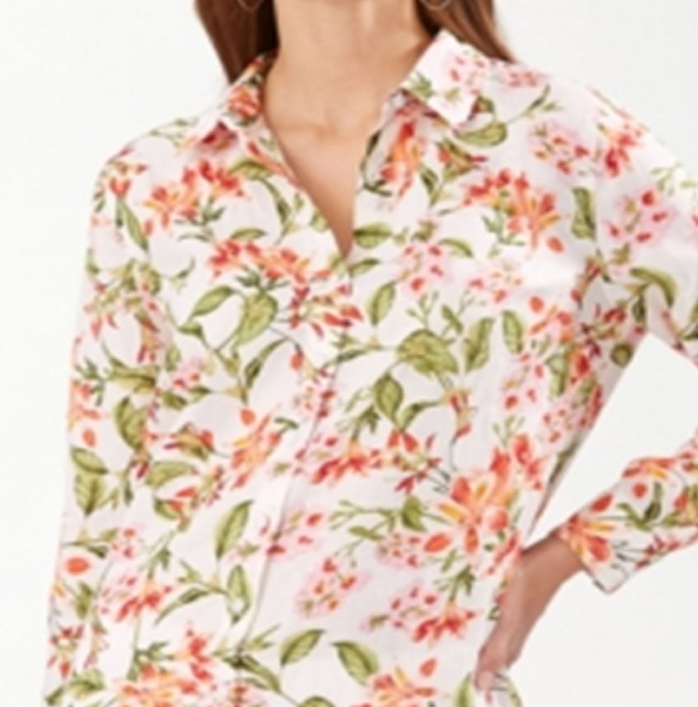 Tommy Bahama Women's Petal Of Honor Button Up Shirt White Size Medium