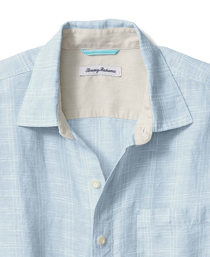 Tommy Bahama Men's Ventana Plaid Linen Button Up Shirt Blue Size Medium