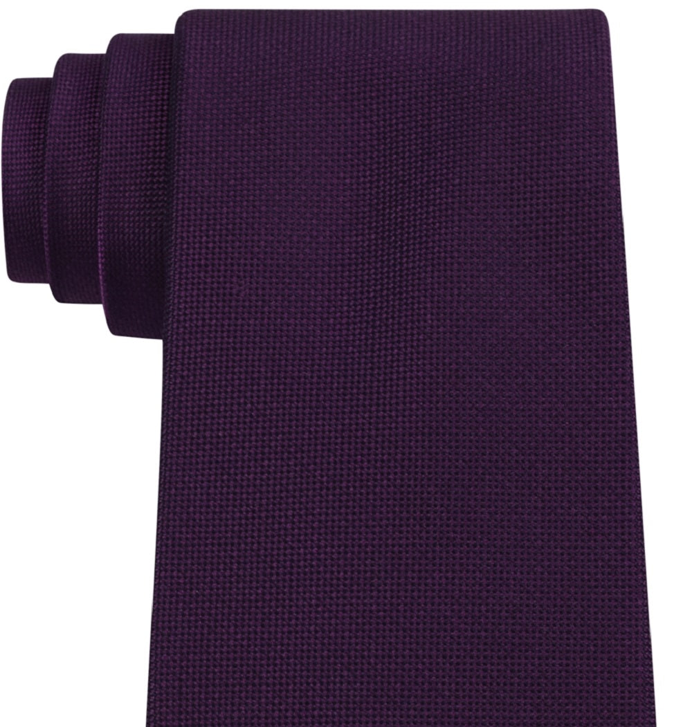 Calvin Klein Men's Spun Solid Slim Tie Purple Size Regular