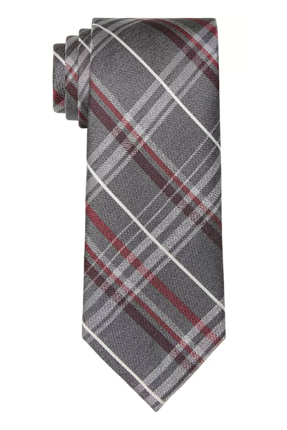Michael Kors Men's Classic Railroad Plaid Tie Red Size Regular