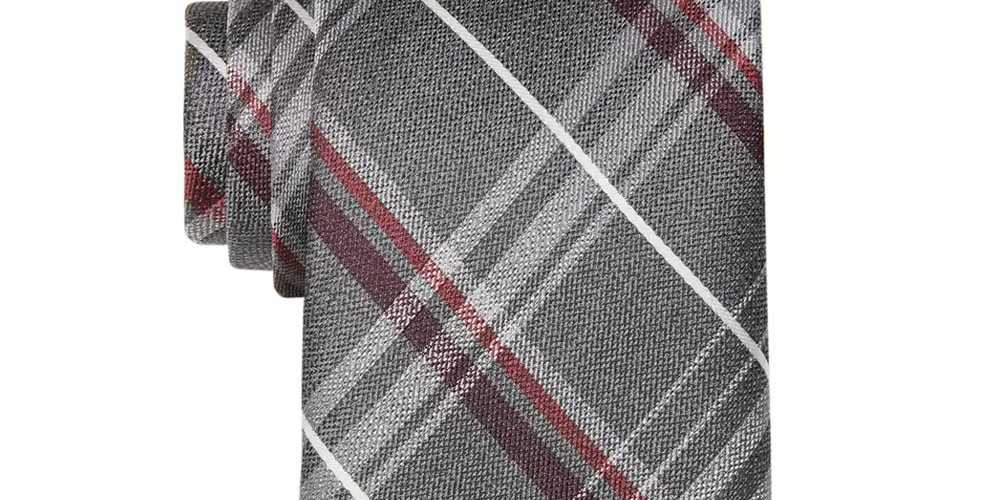 Michael Kors Men's Classic Railroad Plaid Tie Red Size Regular