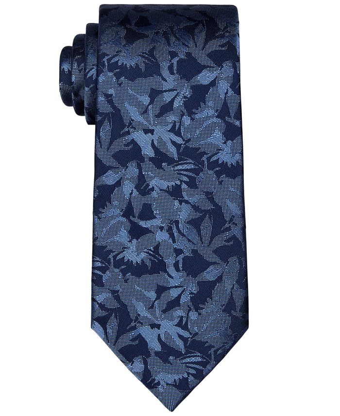 Michael Kors Men's Classic Tonal Botanical Tie Blue Size Regular