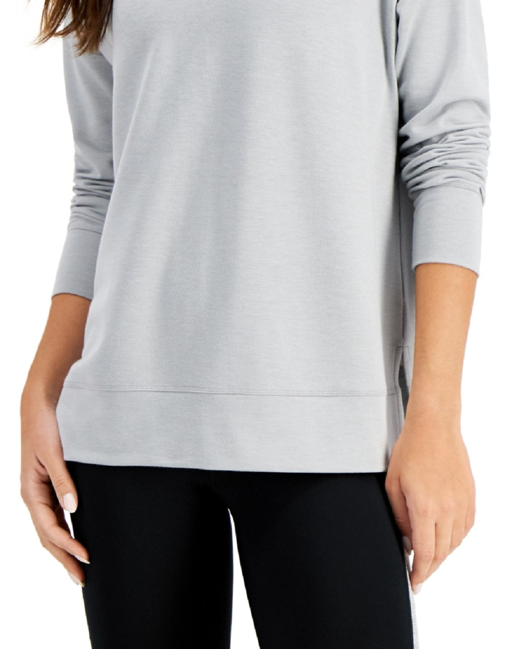 ID Ideology Women's Crewneck Slit Side Top Gray Size XX-Large