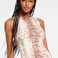 Bar III Women's Snake Embossed Bodycon Dress Brown Size Petite Large