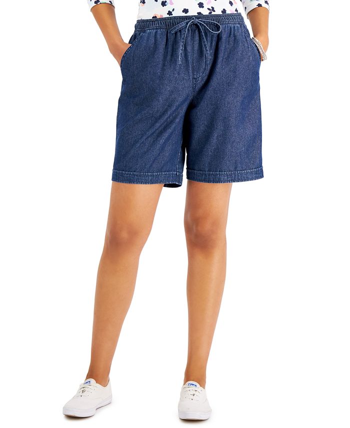 Karen Scott Women's Cotton Gemma Shorts Blue Size Petite X-Large