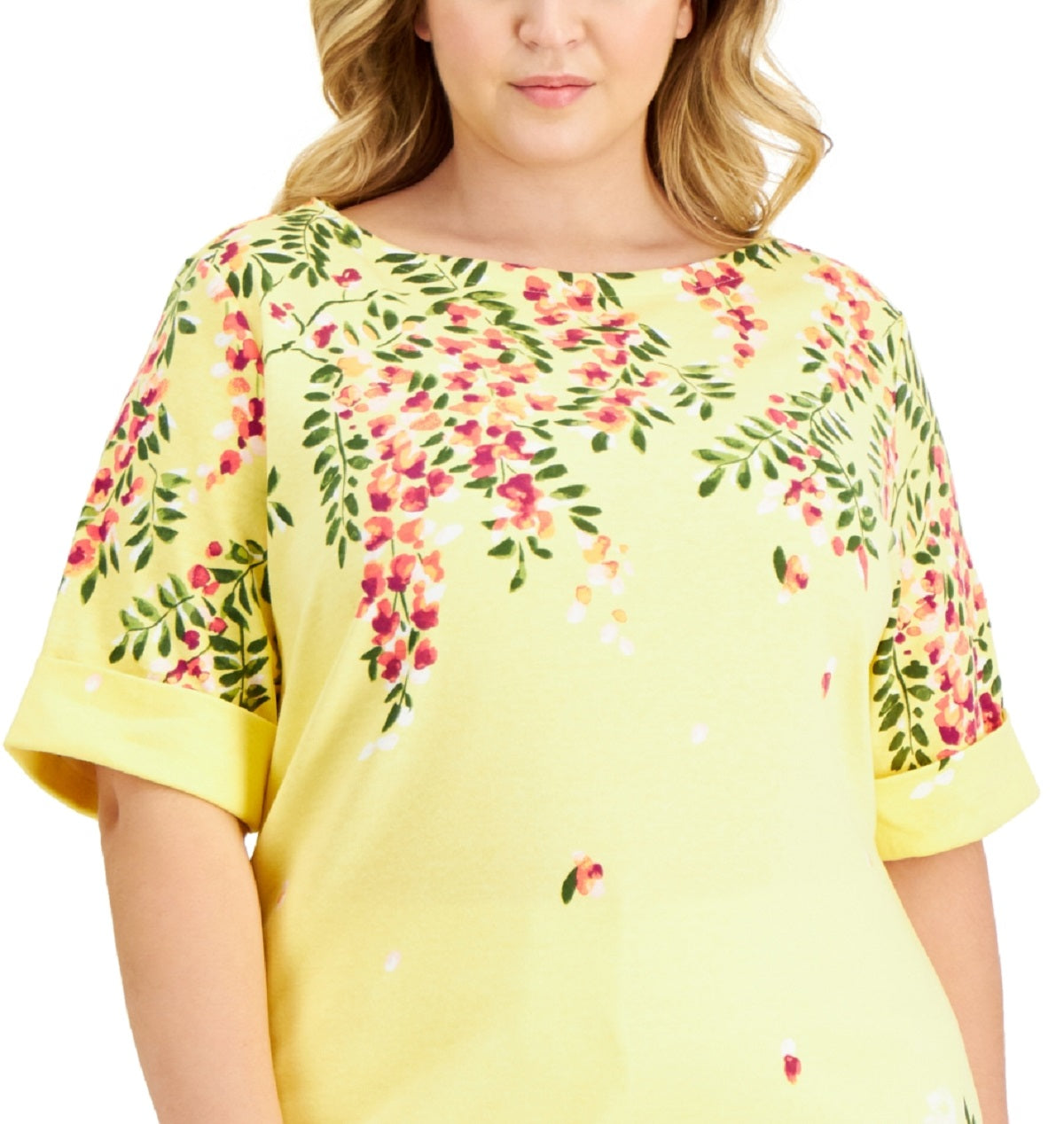 Karen Scott Women's Boat Neck Top Yellow Size 1X