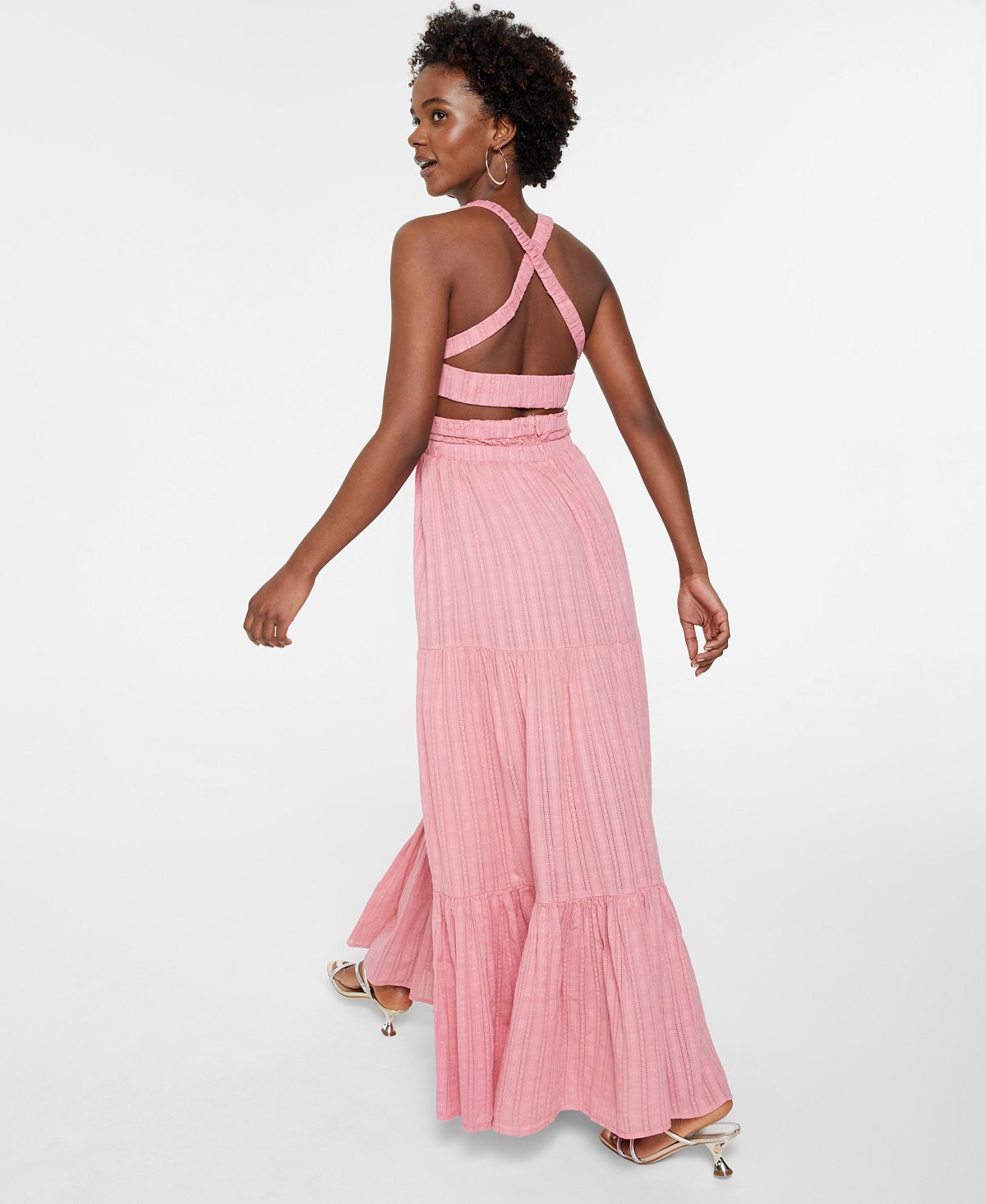GUESS Women's Selah Cutout Maxi Dress Pink Size Small