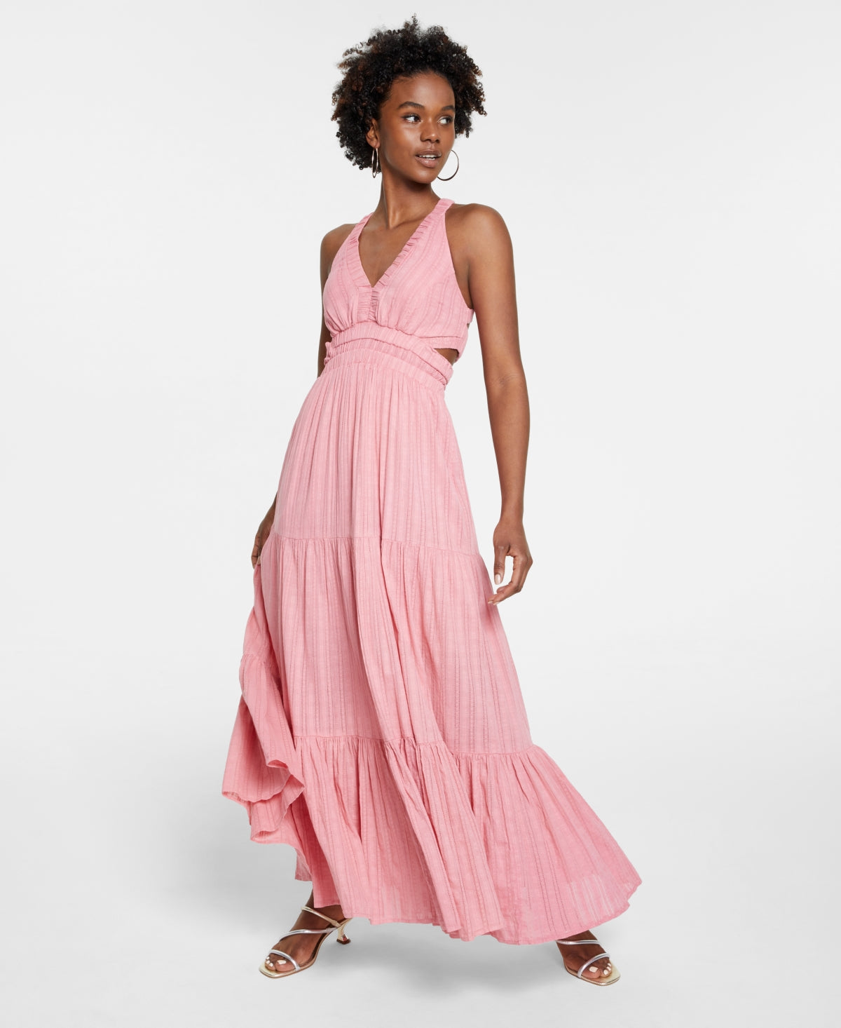 GUESS Women's Selah Cutout Maxi Dress Pink Size Small