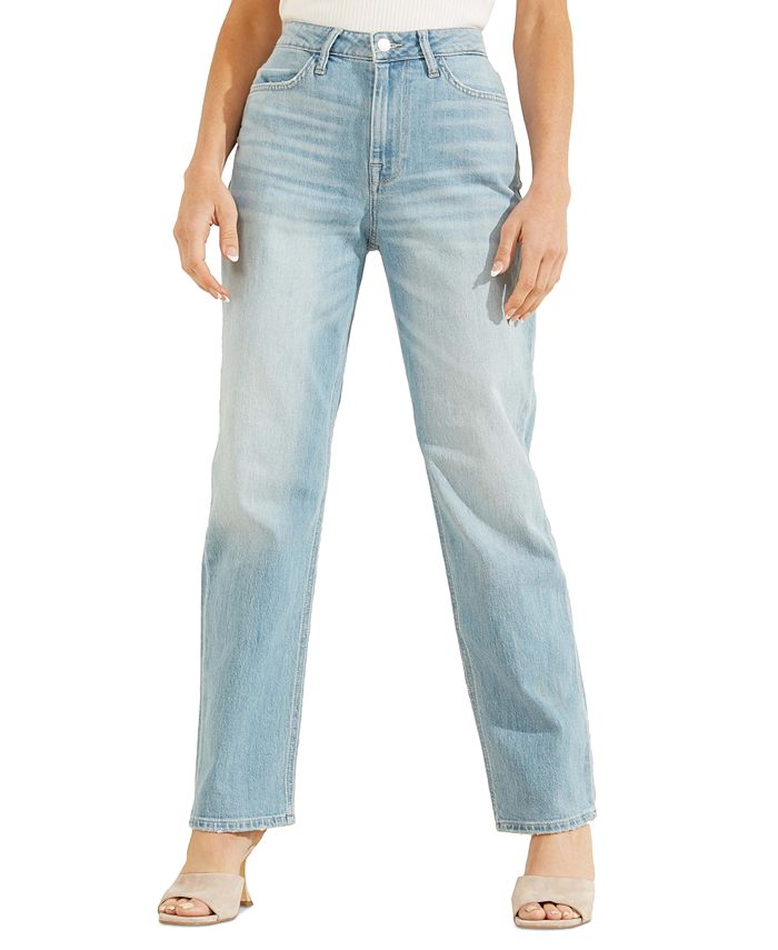 GUESS Women's Hollywood High Rise Straight Leg Jeans Blue Size 28X30