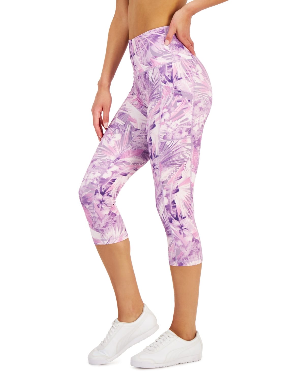 ID Ideology Women's Side Pocket Crop Leggings Purple Size Small