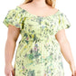 INC International Concepts Women's Raina Cotton Midi Dress Green Size 2X
