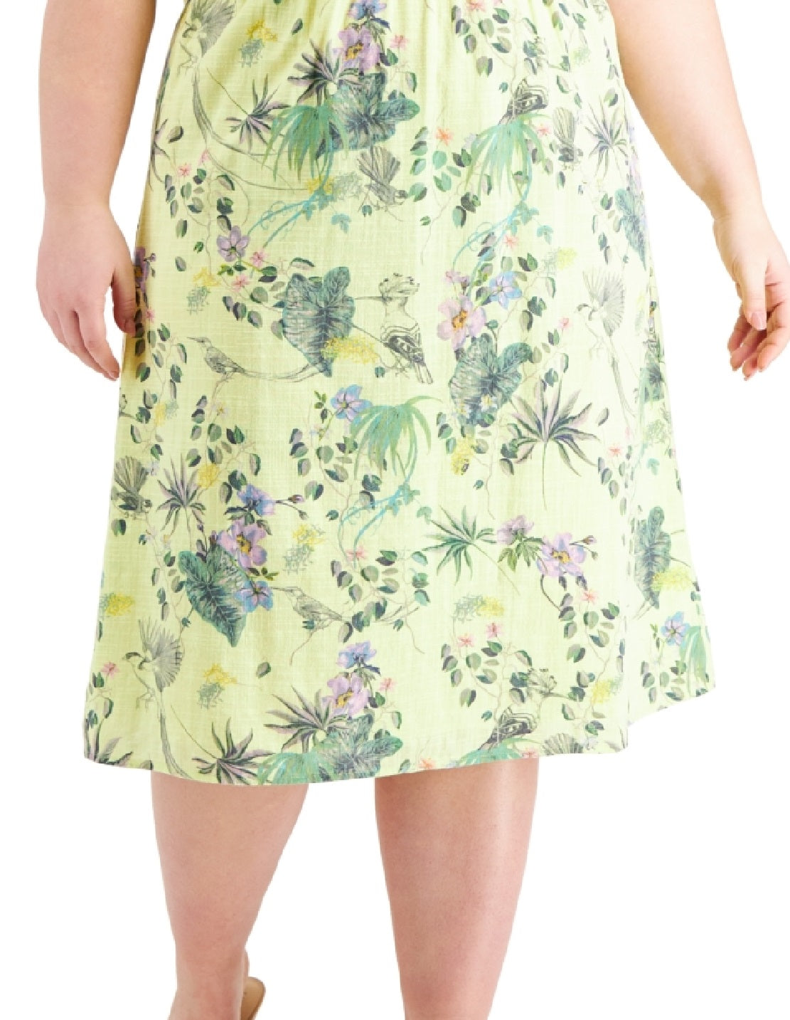 INC International Concepts Women's Raina Cotton Midi Dress Green Size 2X