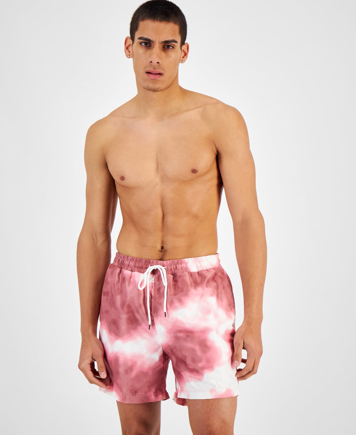 INC International Concepts Men's Andro Abstract 5 Swim Trunks Pink Size Small