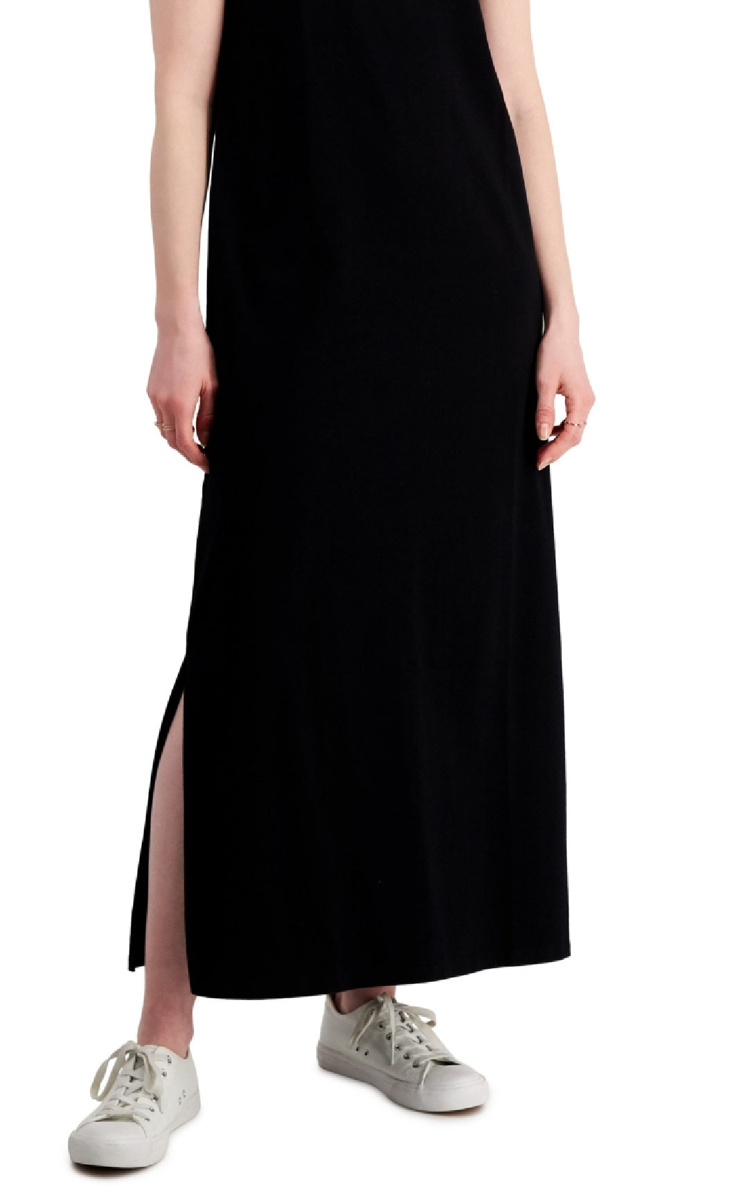 Style & Co Women's Cotton Sleeveless Maxi Dress Black Size Small