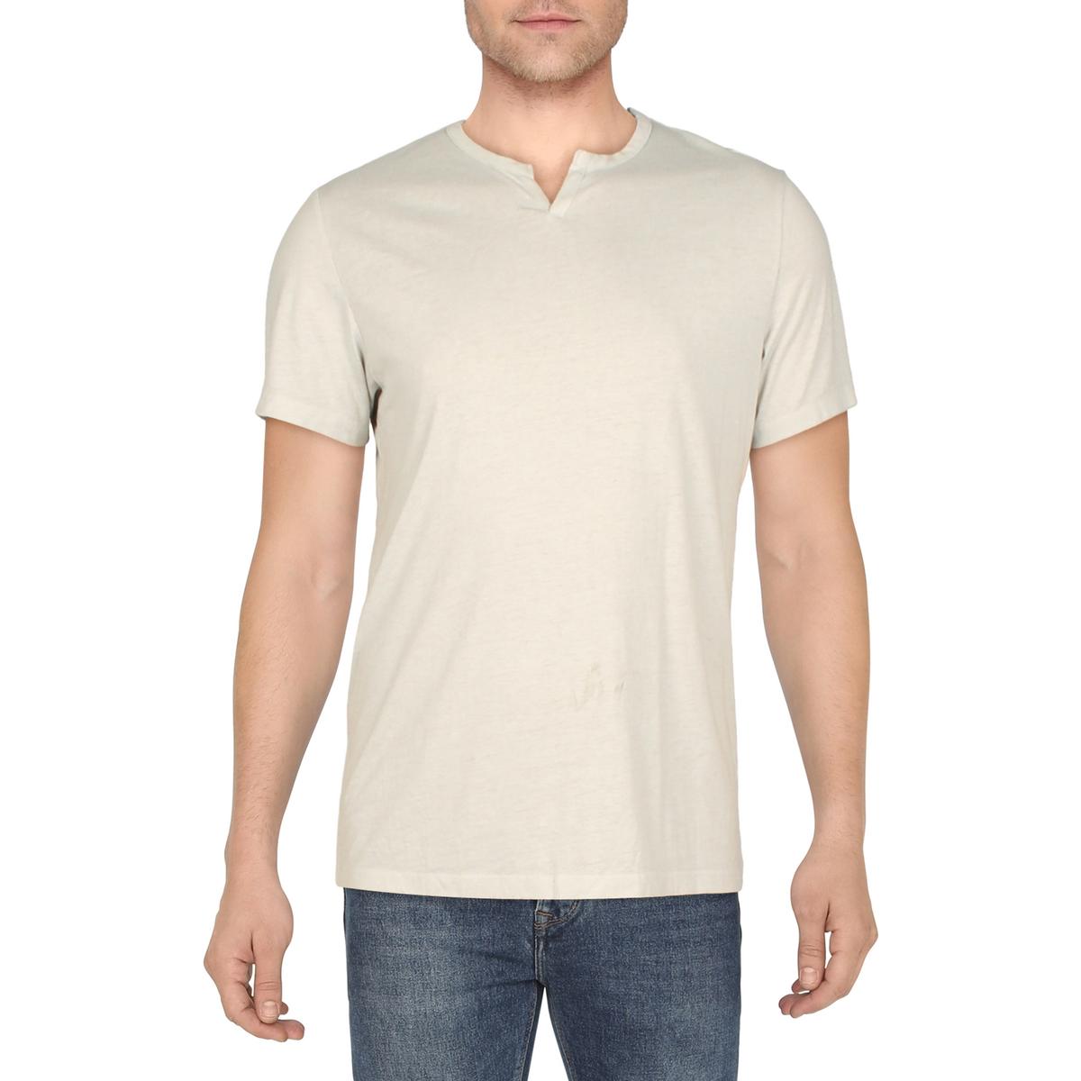 INC International Concepts Men's Heathered Split Neck T-Shirt Beige Size X-Large