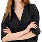 INC International Concepts Women's Satin Wrap Top Black Size X-Large