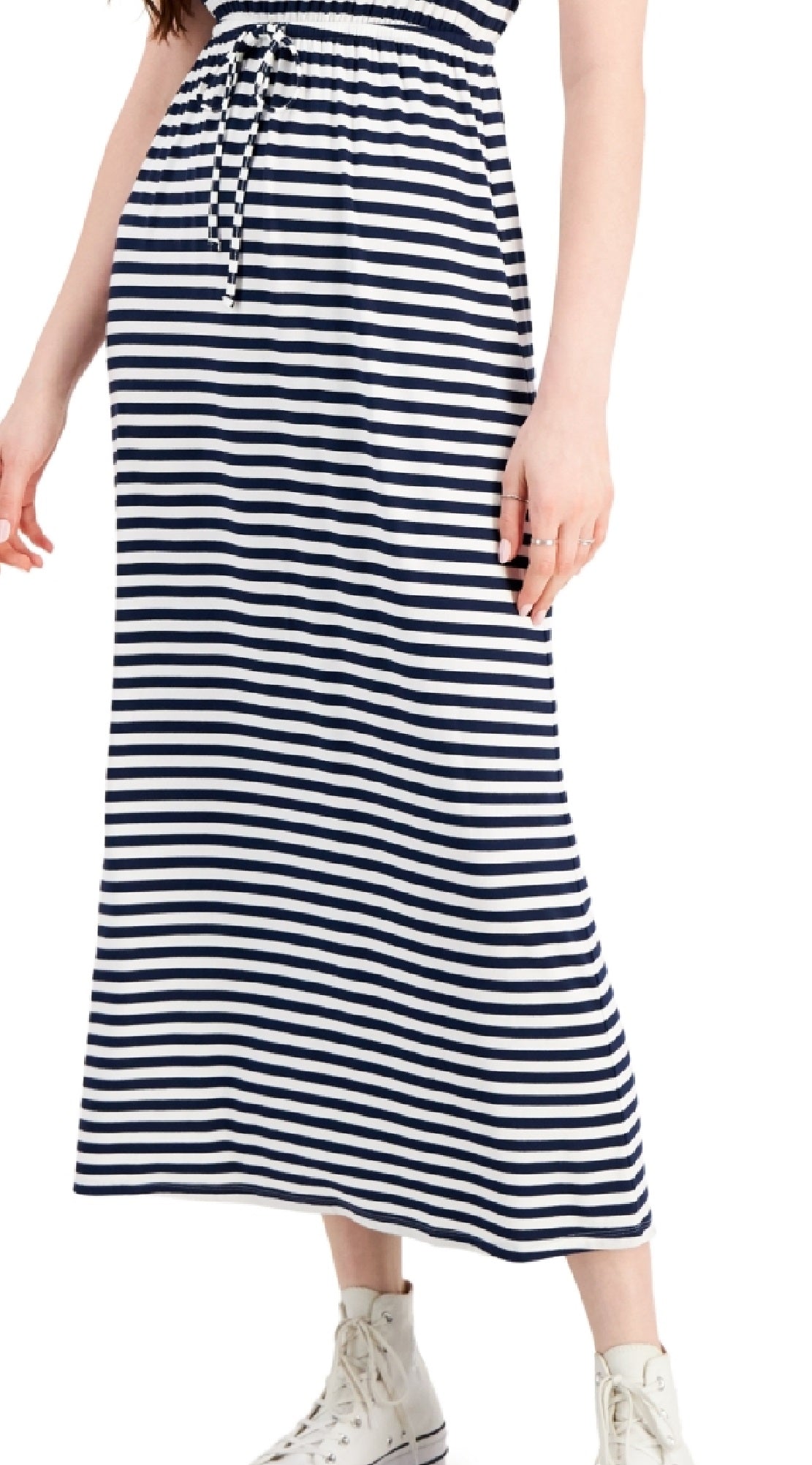 Style & Co Women's Printed Cinch Waist Maxi Dress Blue Size Large