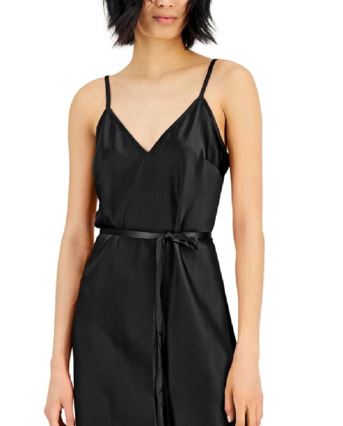 INC International Concepts Women's Side Slit Slip Dress Black Size Small