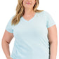 Style & Co Women's Solid Burnout T-Shirt Blue Size 3X