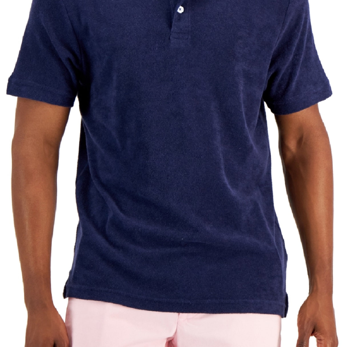 Club Room Men's Reverse Terry Polo Shirt Blue Size Medium