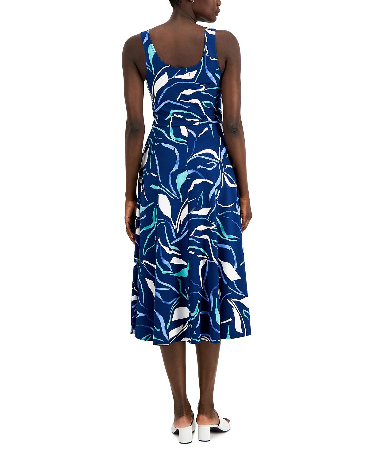 Alfani Women's Printed Midi Tank Dress Blue Size Petite X-Large