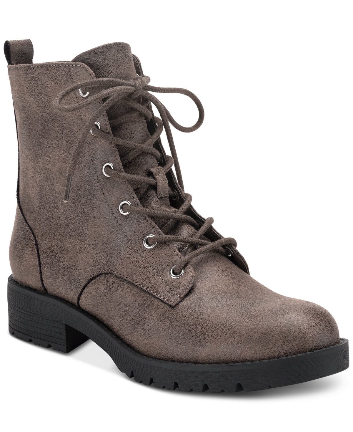 Sun + Stone Women's Frankiee Lace Up Lug Combat Booties Brown Size 8.5 M